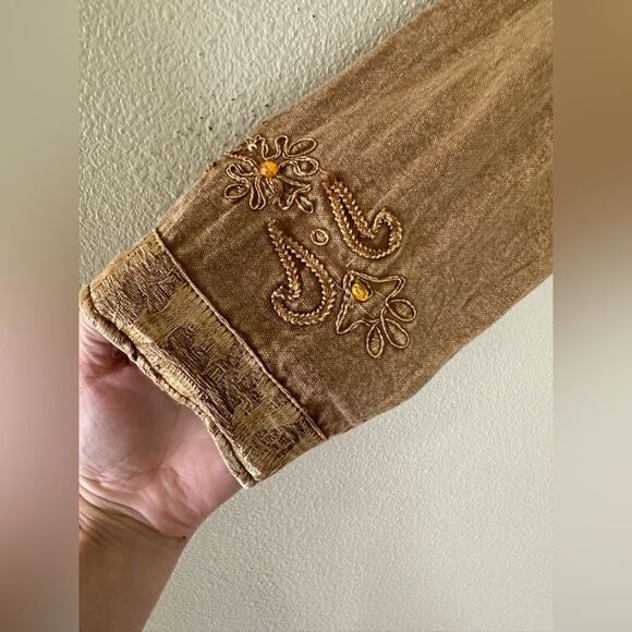 Flashback Vintage Embroidered Gypsy Whimsigoth Beaded Jacket Size L Petite - Picture 5 of 9